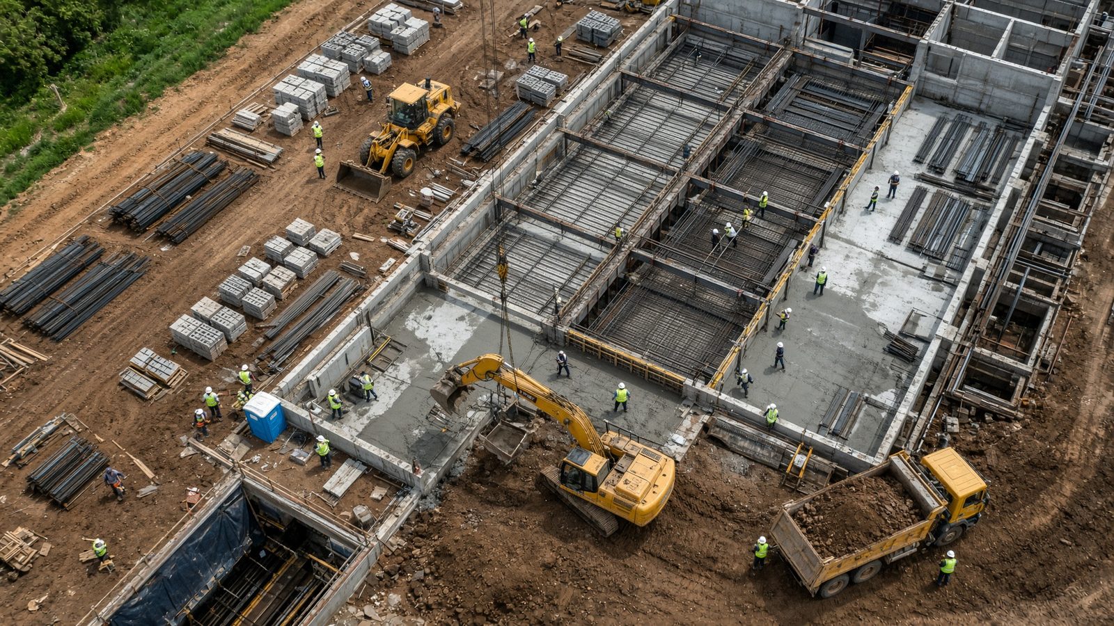 Aerial view of PDC campus construction