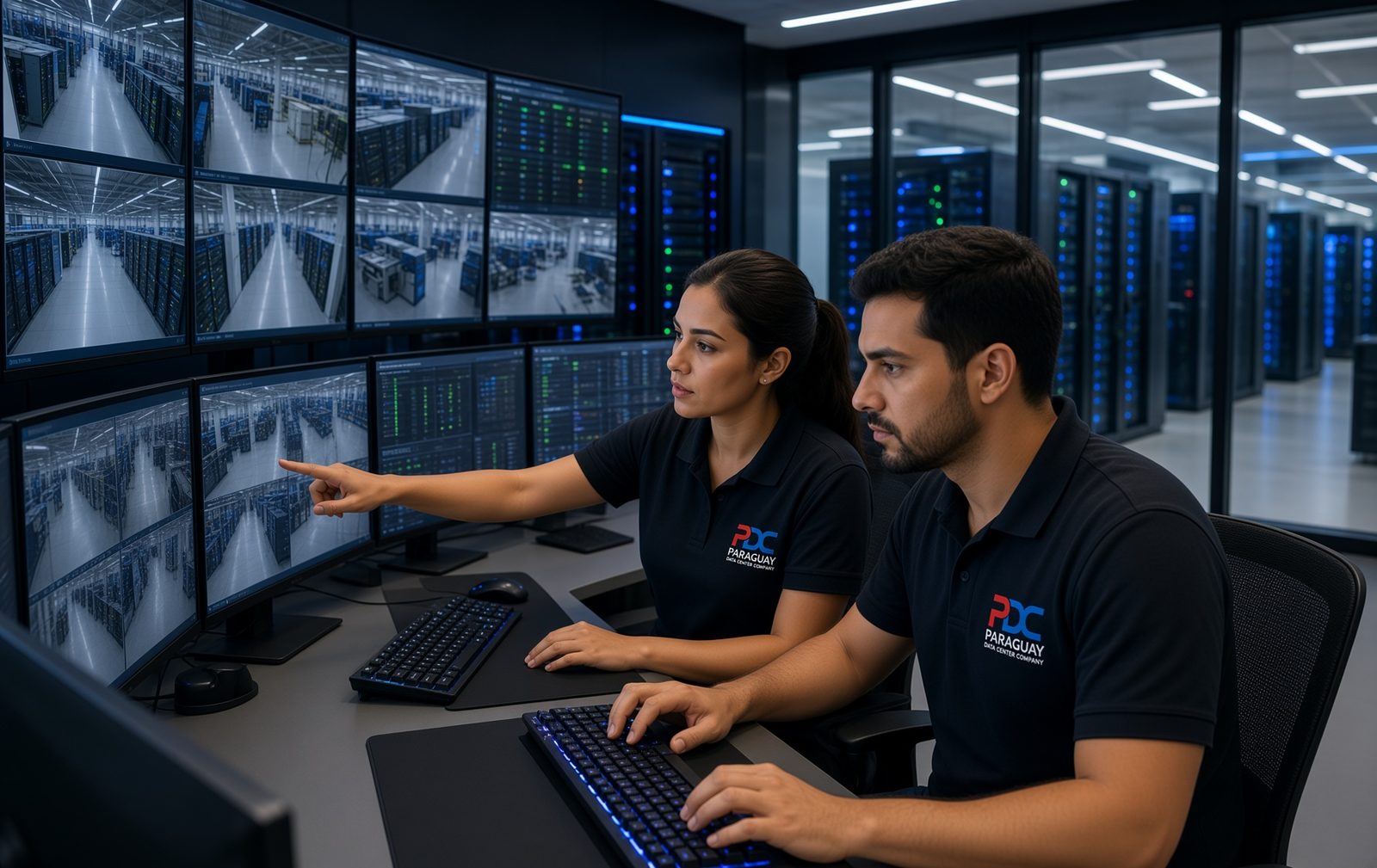 PDC operations team monitoring data halls from the network operations center